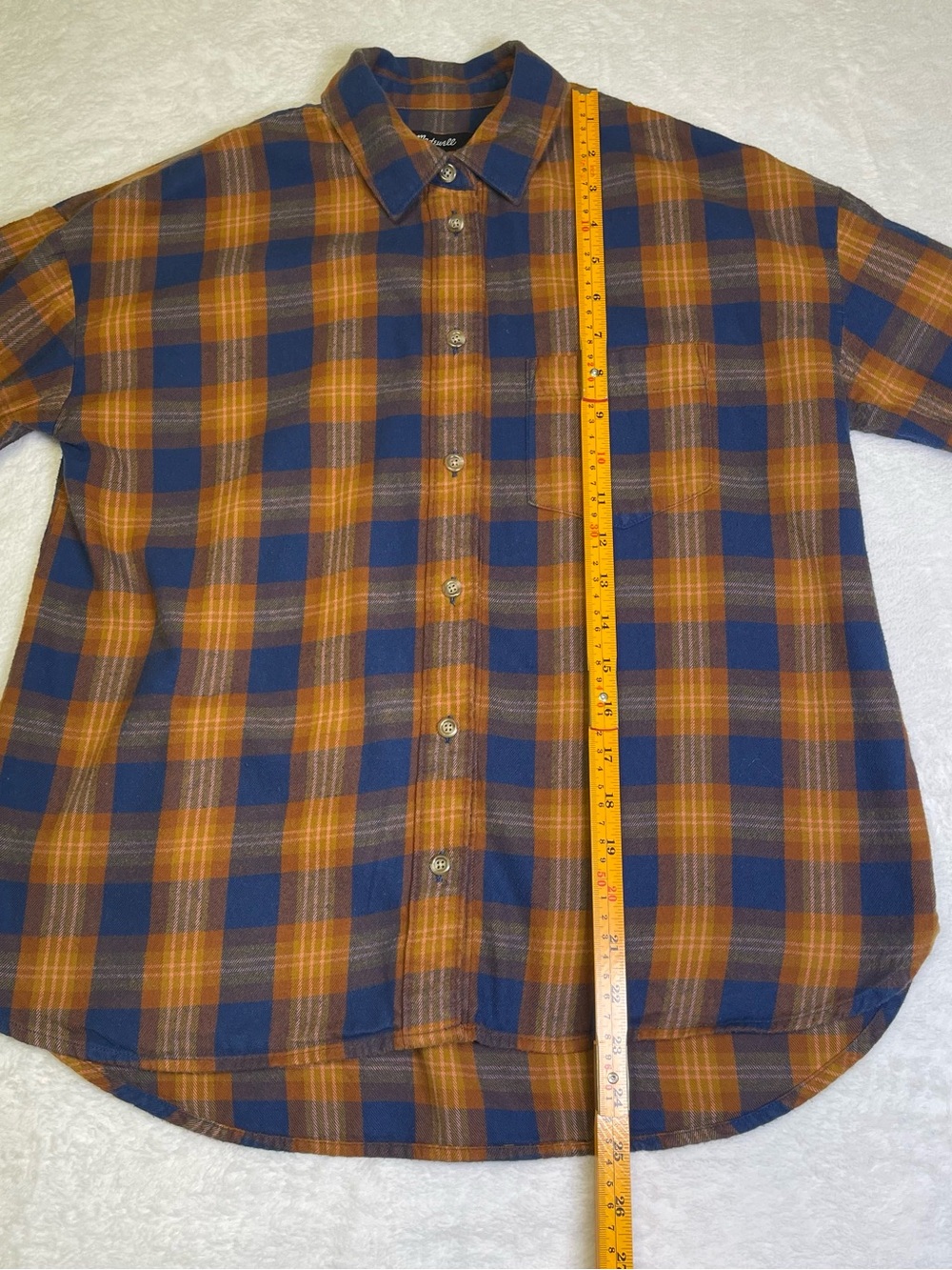 Madewell Womens Plaid Flannel Shirt XS Blue Orange Pink Cozy Autumn Fall Winter - Picture 9 of 11